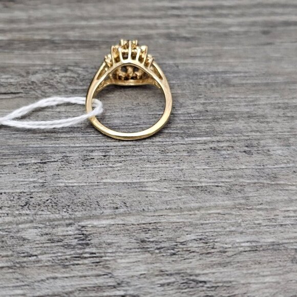 Joni Vintage GE Gold Tone Faux Ruby And Diamante Crystal Gemstone Cluster Ring - Picture 5 of 6